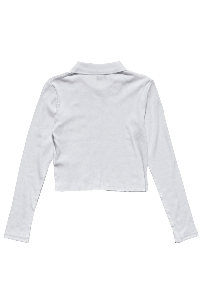 Stussy Markham Rib LS Shirt Women's Sweatshirts White | IL0000937