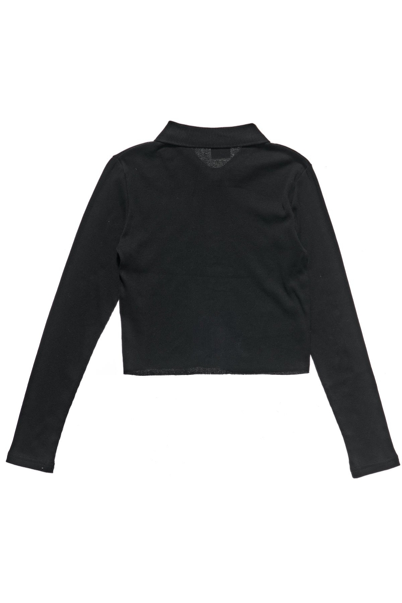 Stussy Markham Rib LS Shirt Women's Sweatshirts Black | IL0000938