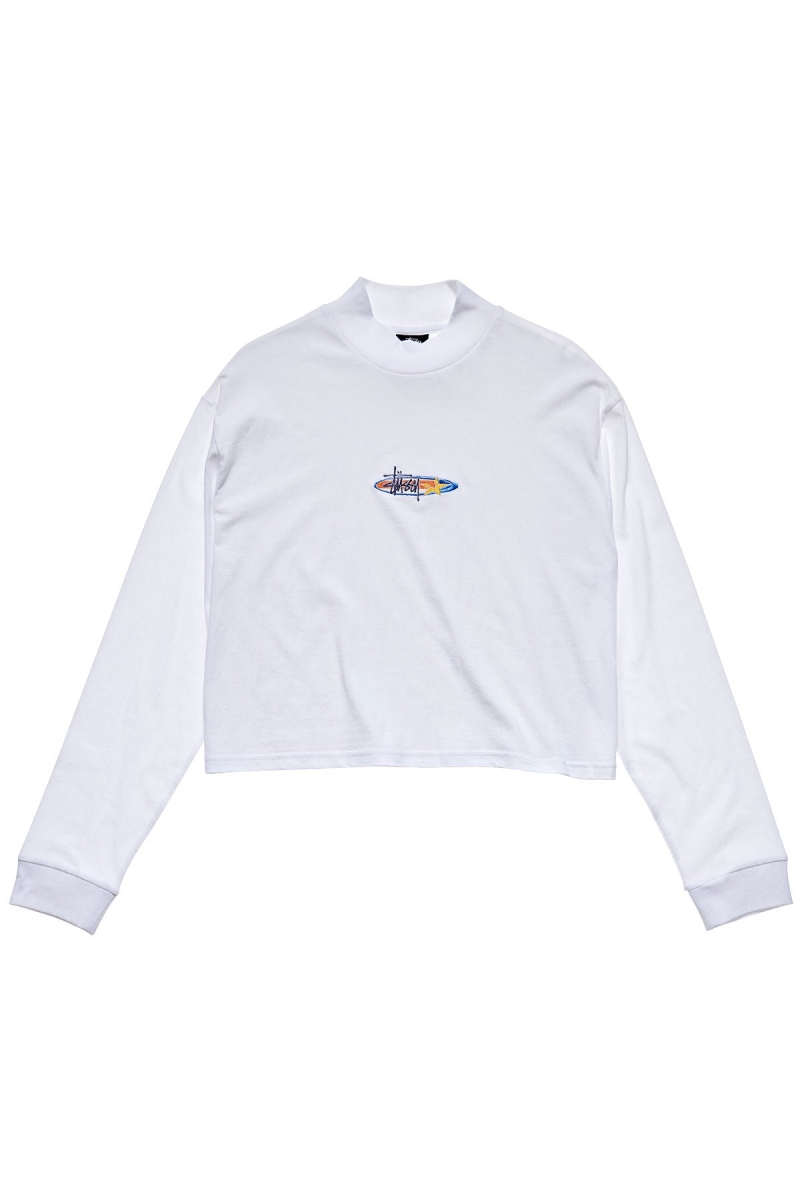 Stussy Maui Mock Neck LS Women\'s Sweatshirts White | IL0000939