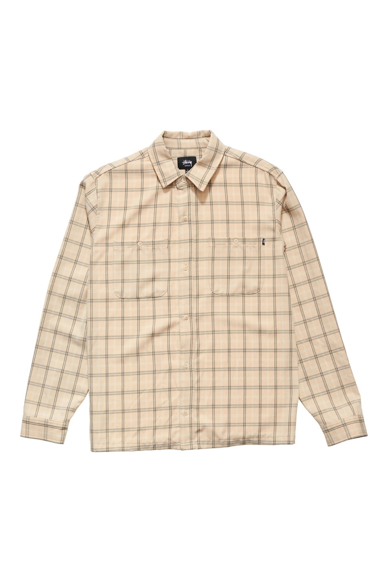 Stussy Mellow Check LS Men\'s Shirts Yellow | IL0000324