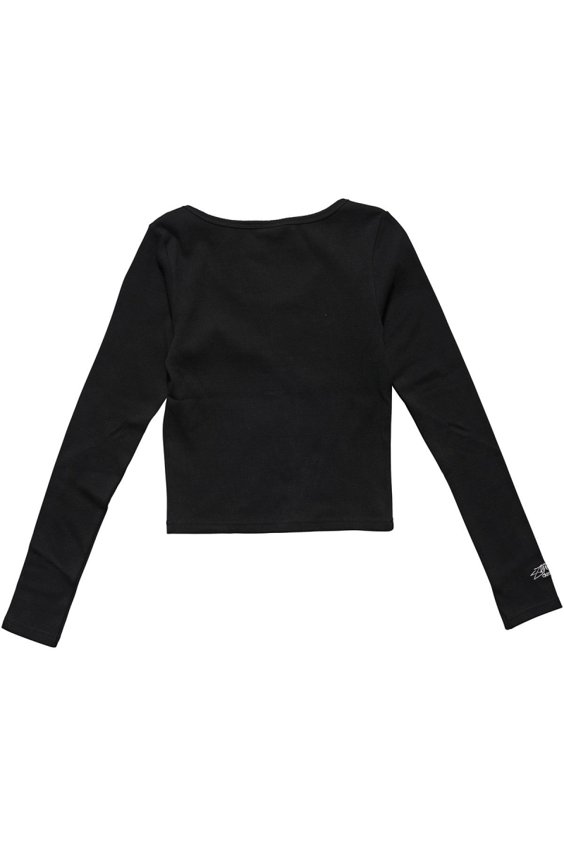 Stussy Mission Rib Button Through Women's Sweatshirts Black | IL0000942