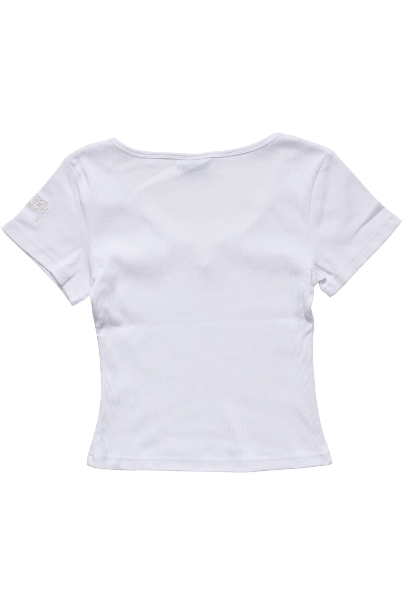 Stussy Mission Rib Insert Women's T Shirts White | IL0000243