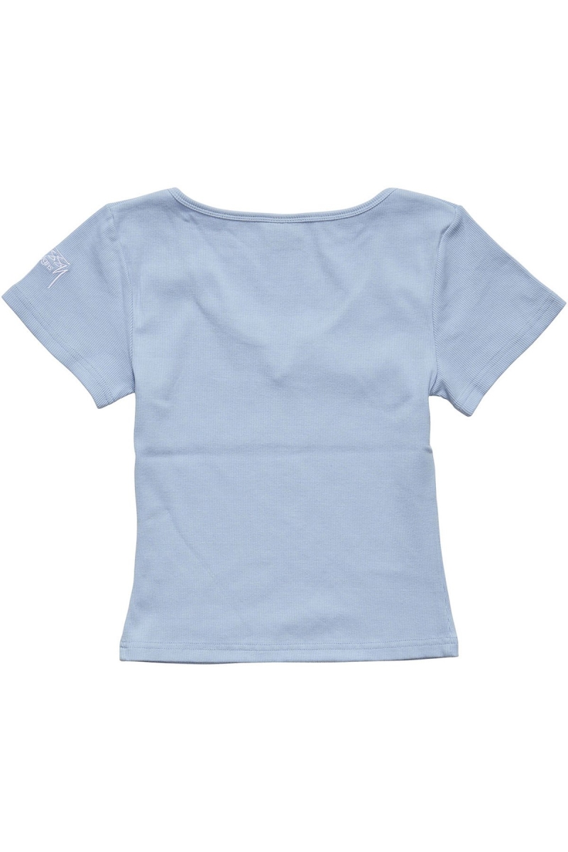 Stussy Mission Rib Insert Women's T Shirts Blue | IL0000246