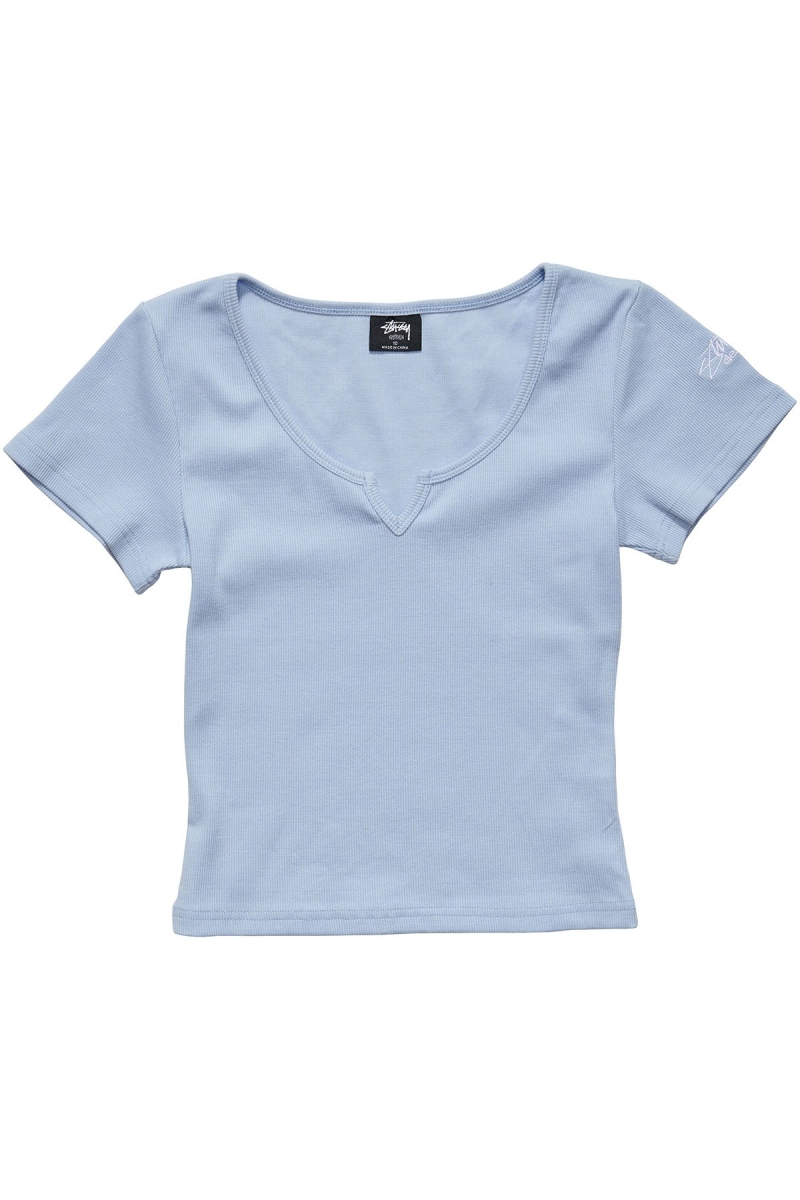 Stussy Mission Rib Insert Women\'s T Shirts Blue | IL0000246