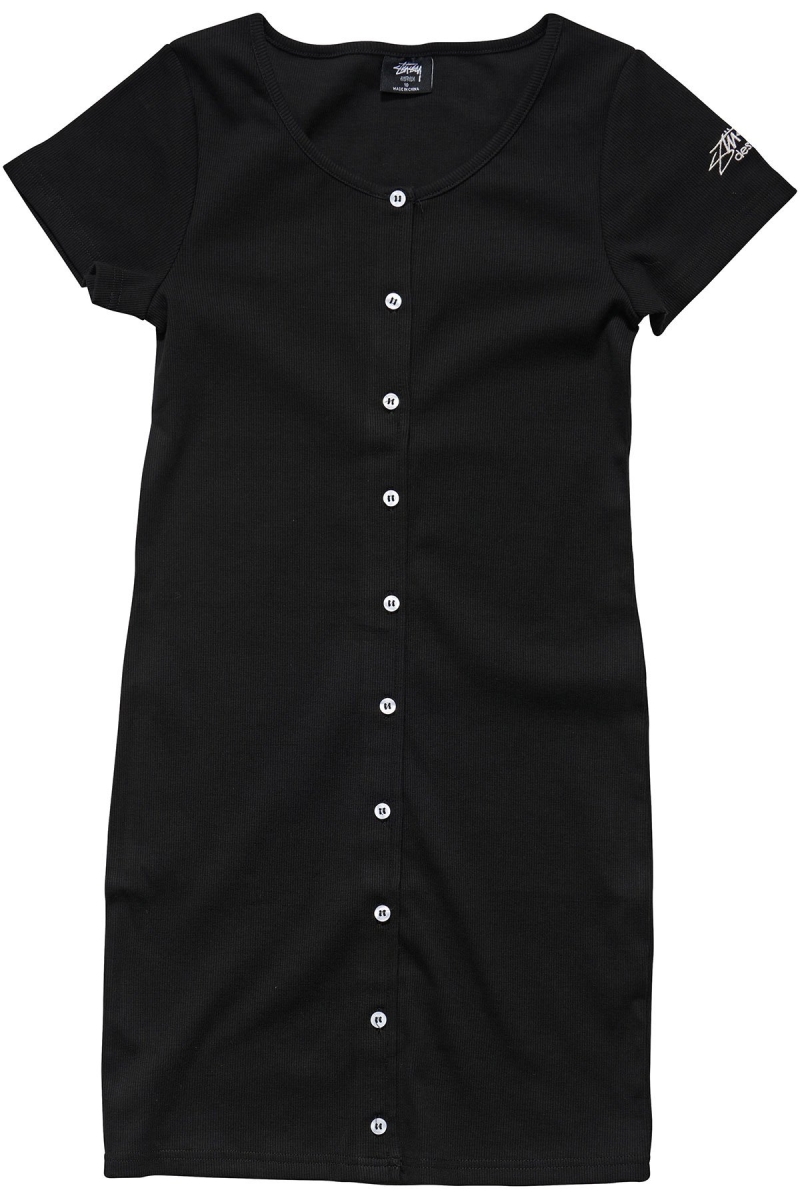 Stussy Mission Rib Tee Women\'s Dress Black | IL0000515