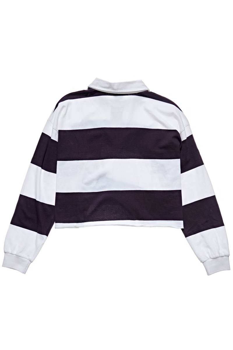 Stussy Monaco Stripe Rugby Women's Shirts Dark Purple | IL0000325