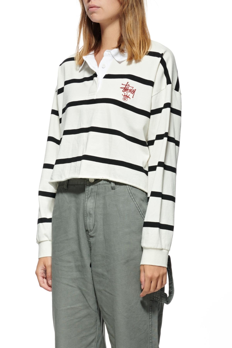 Stussy Monaco Stripe Rugby Women's Shirts Black | IL0000326