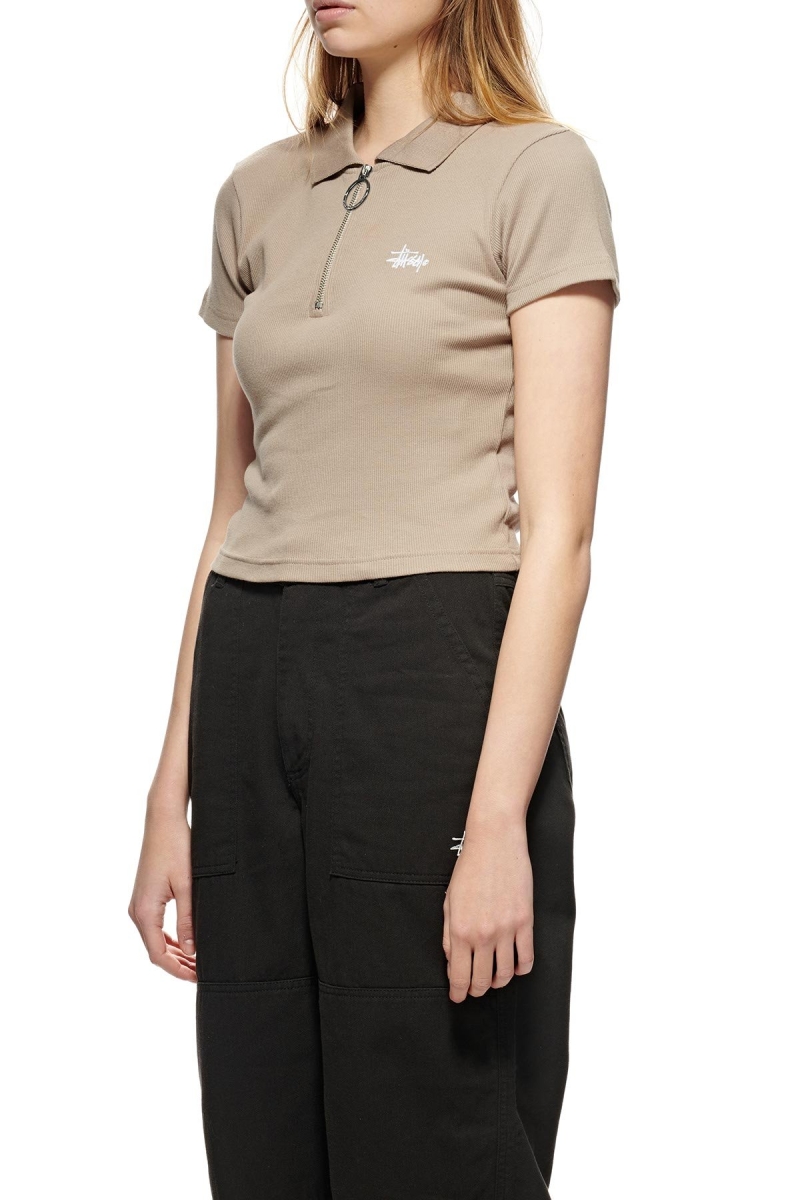 Stussy Monterey Rib Polo Women's Shirts Brown | IL0000327