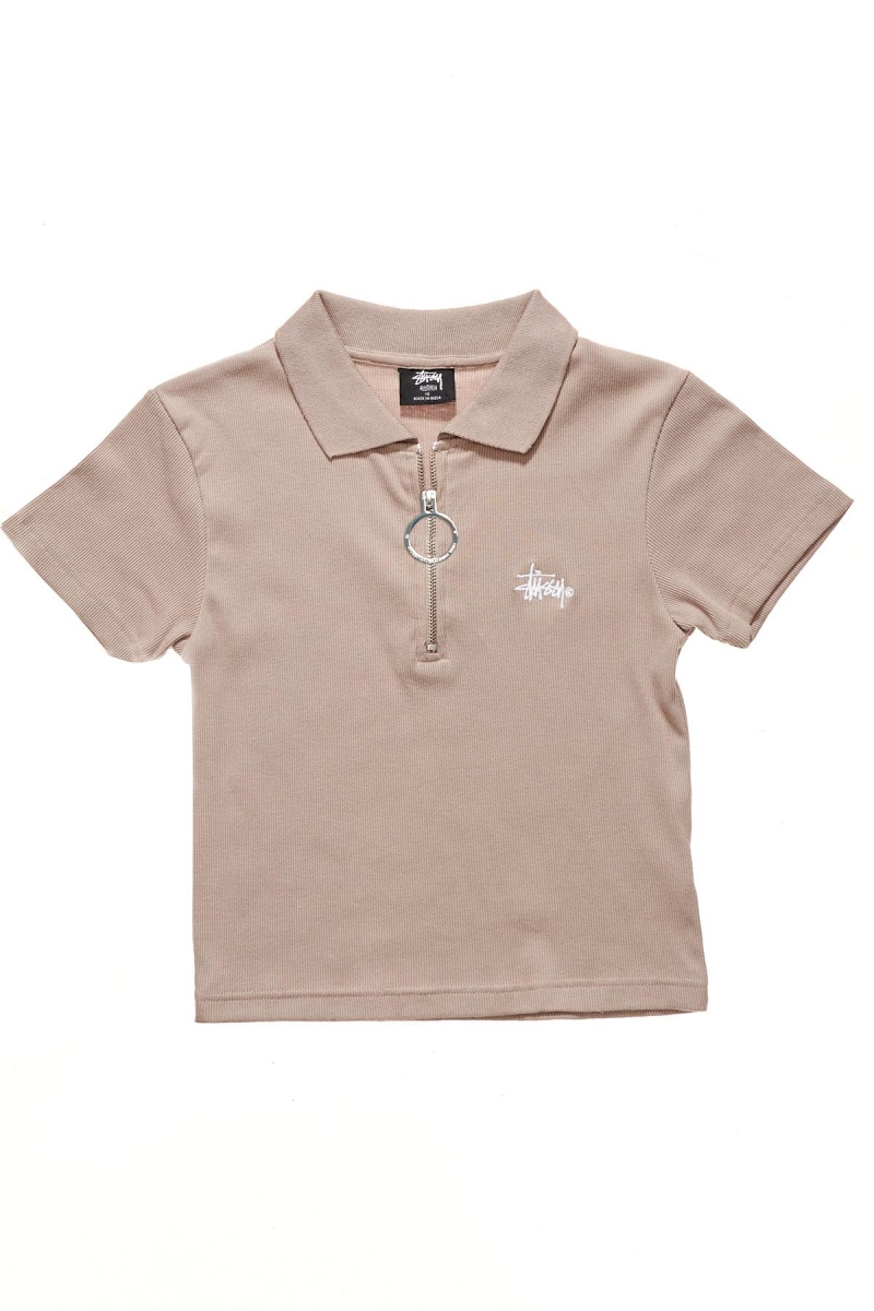 Stussy Monterey Rib Polo Women\'s Shirts Brown | IL0000327