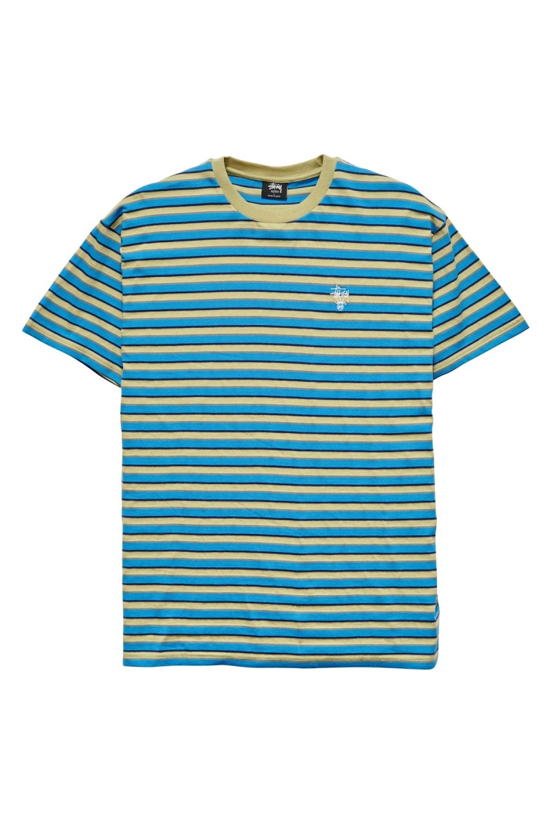 Stussy Morning Stripe SS Men\'s T Shirts Blue | IL0000247