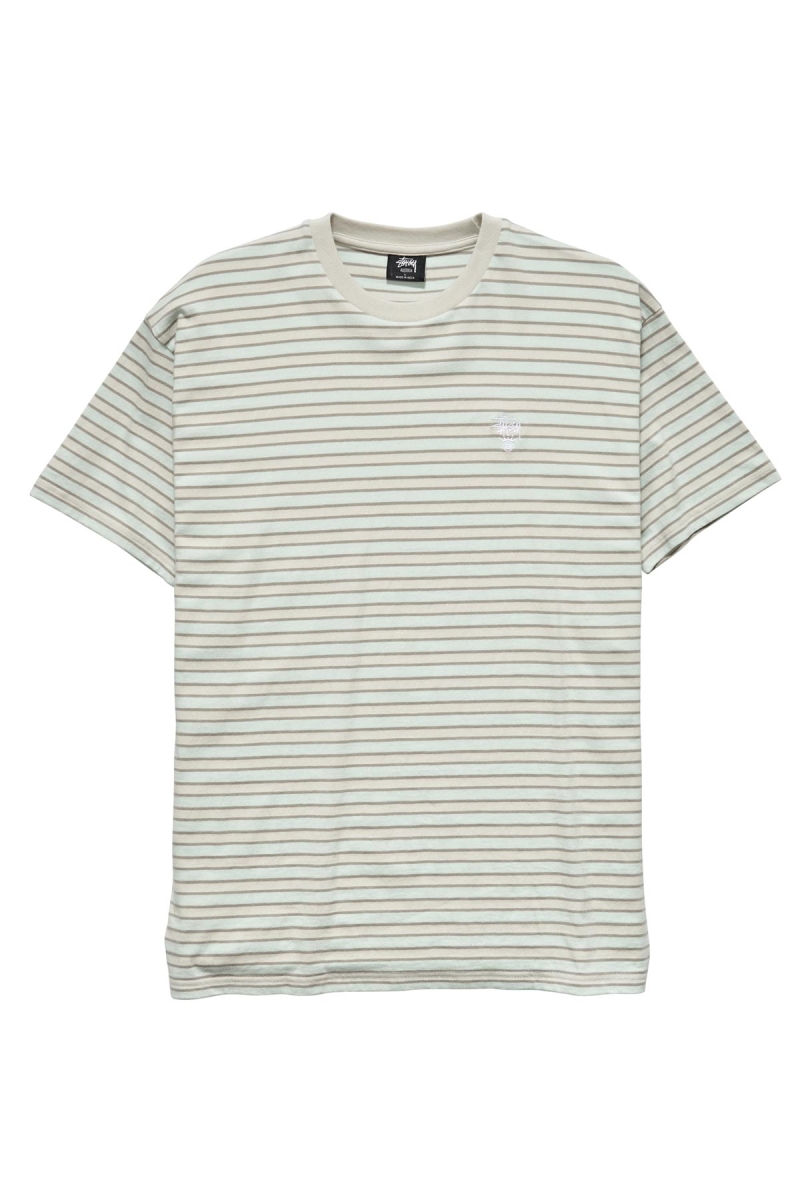 Stussy Morning Stripe SS Men\'s T Shirts White | IL0000248