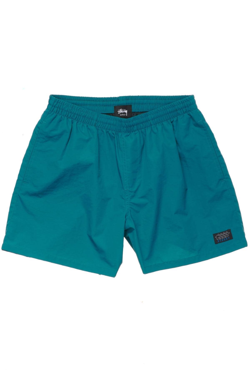 Stussy Nylon Big Beach Men\'s Shorts Green | IL0000651