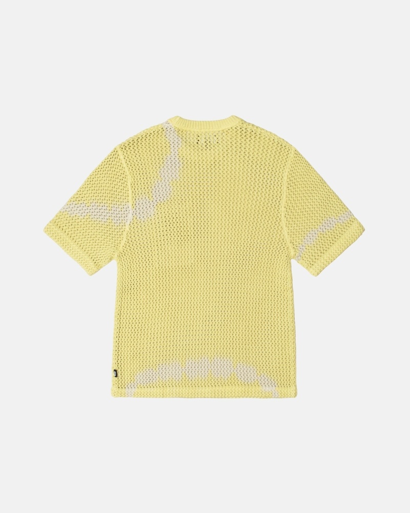 Stussy O'Dyed Heavyweight Mesh Crew Men's T Shirts Yellow | IL0000250