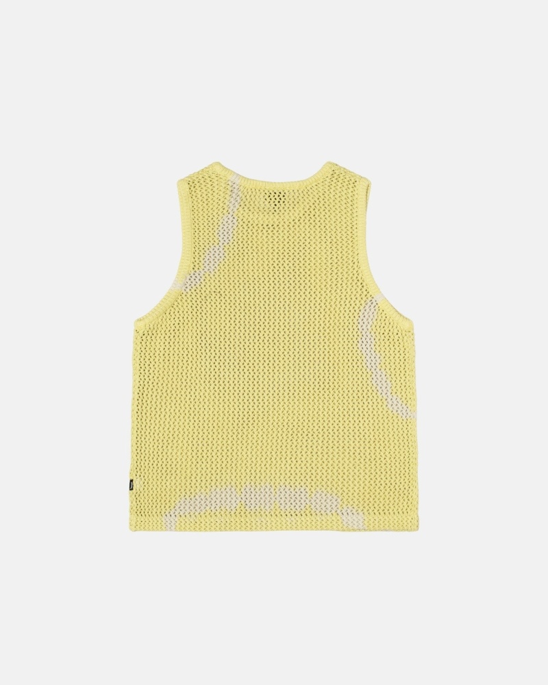 Stussy O'Dyed Heavyweight Mesh Men's Tanks Yellow | IL0000966