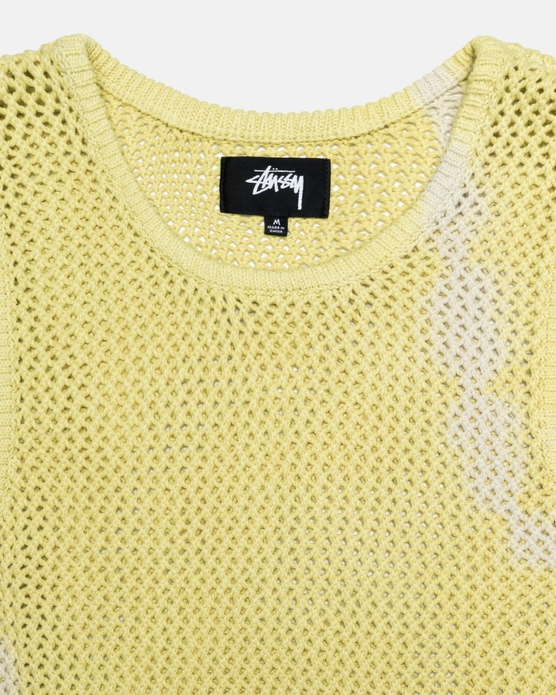 Stussy O'Dyed Heavyweight Mesh Men's Tanks Yellow | IL0000966