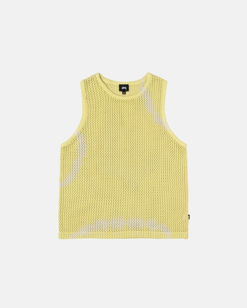 Stussy O\'Dyed Heavyweight Mesh Men\'s Tanks Yellow | IL0000966