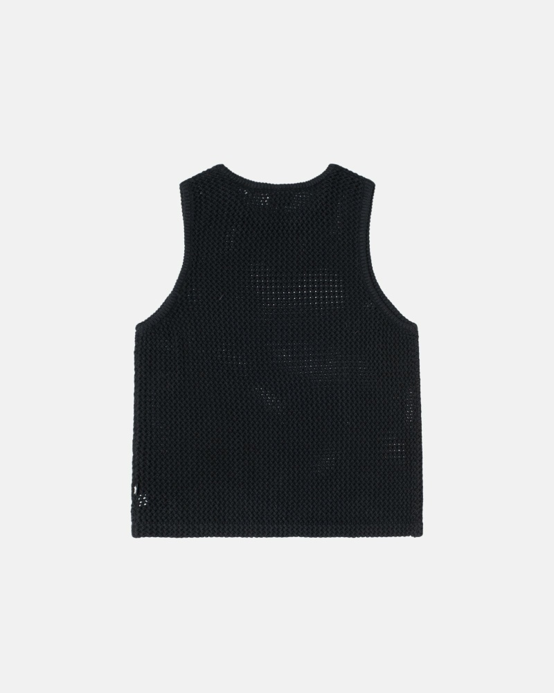 Stussy O'Dyed Heavyweight Mesh Men's Tanks Black | IL0000967