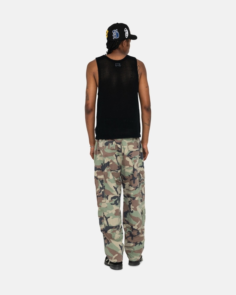 Stussy O'Dyed Heavyweight Mesh Men's Tanks Black | IL0000967