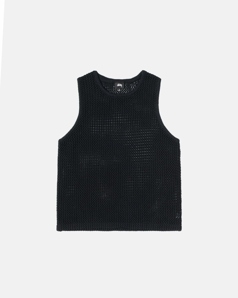 Stussy O\'Dyed Heavyweight Mesh Men\'s Tanks Black | IL0000967