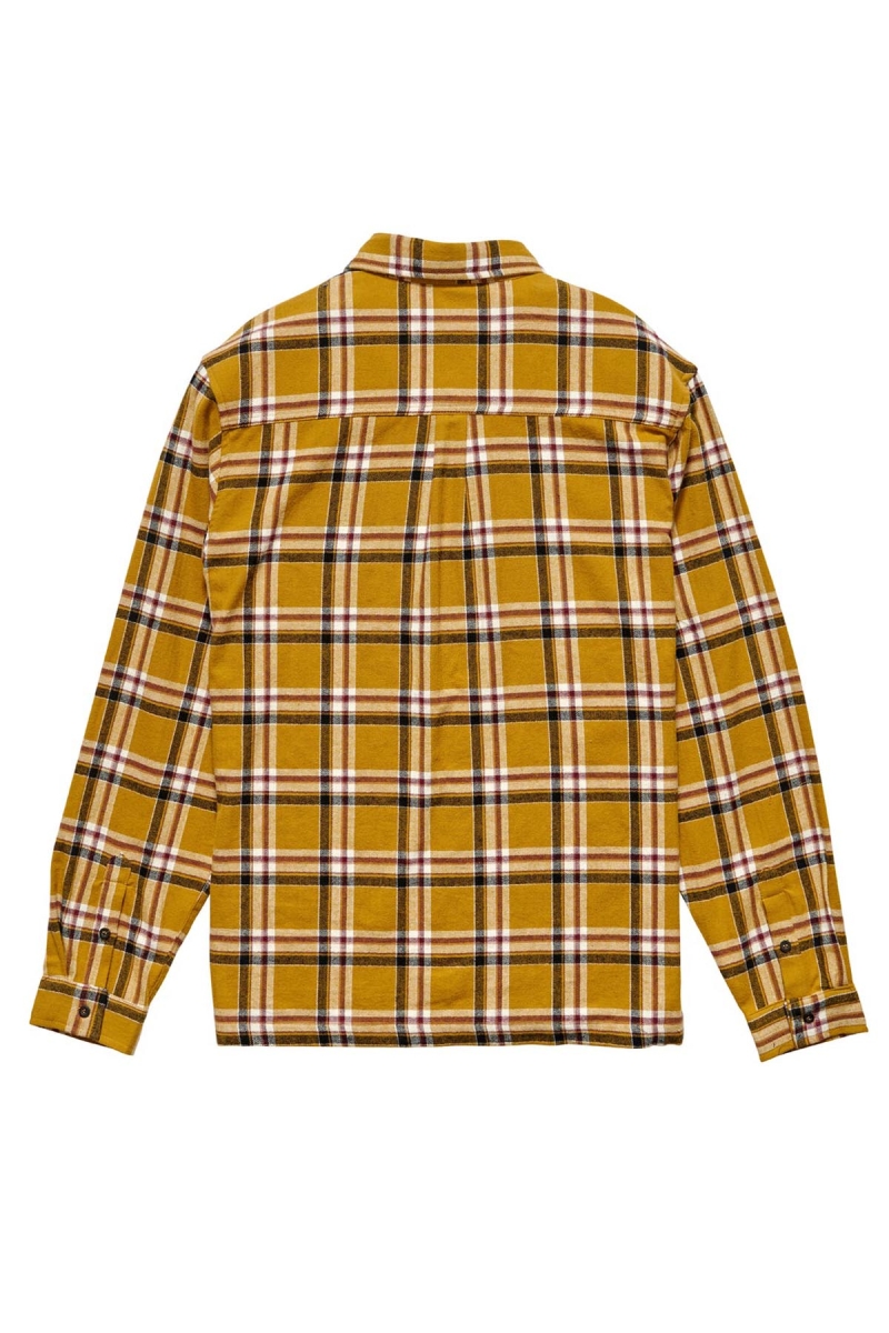 Stussy Olsen Check LS Men's Shirts Yellow | IL0000329