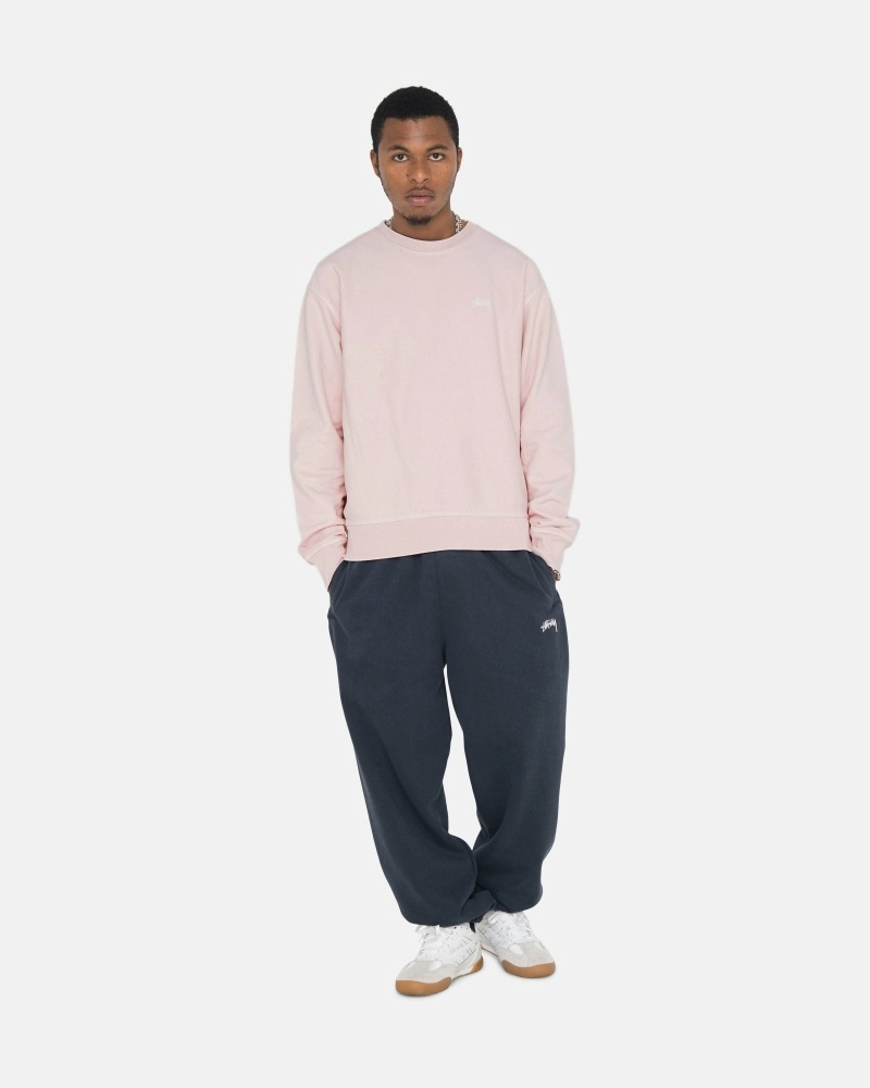 Stussy Overdyed Stock Logo Crew Men's Hoodies Pink | IL0000052