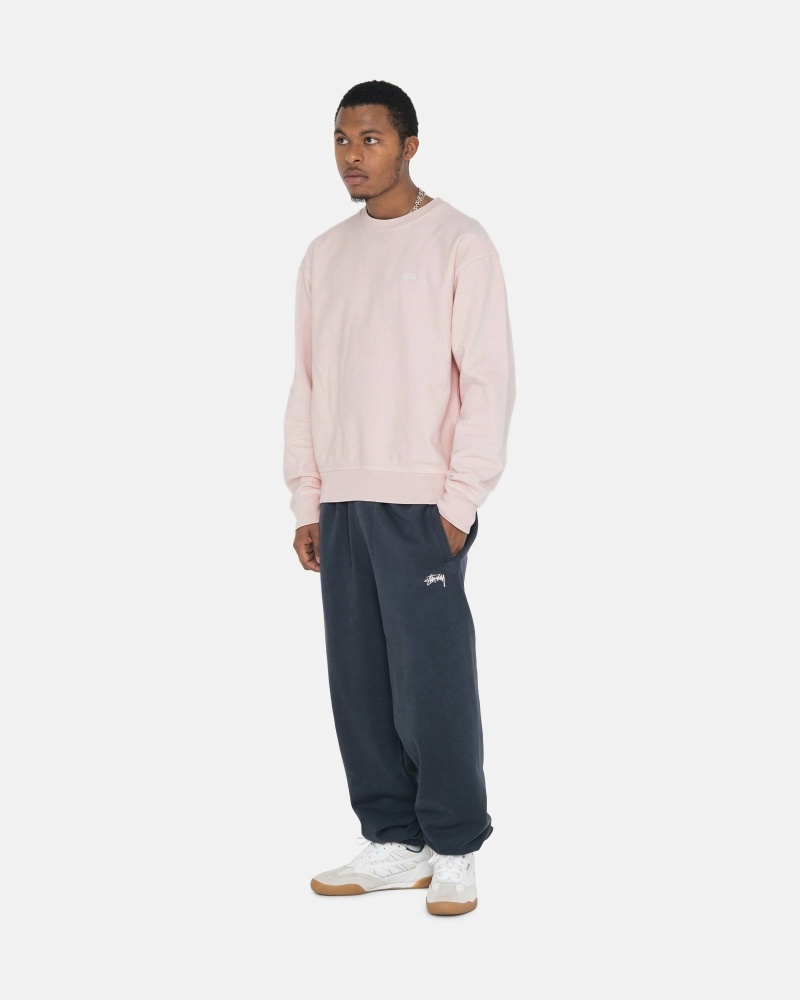 Stussy Overdyed Stock Logo Crew Men's Hoodies Pink | IL0000052