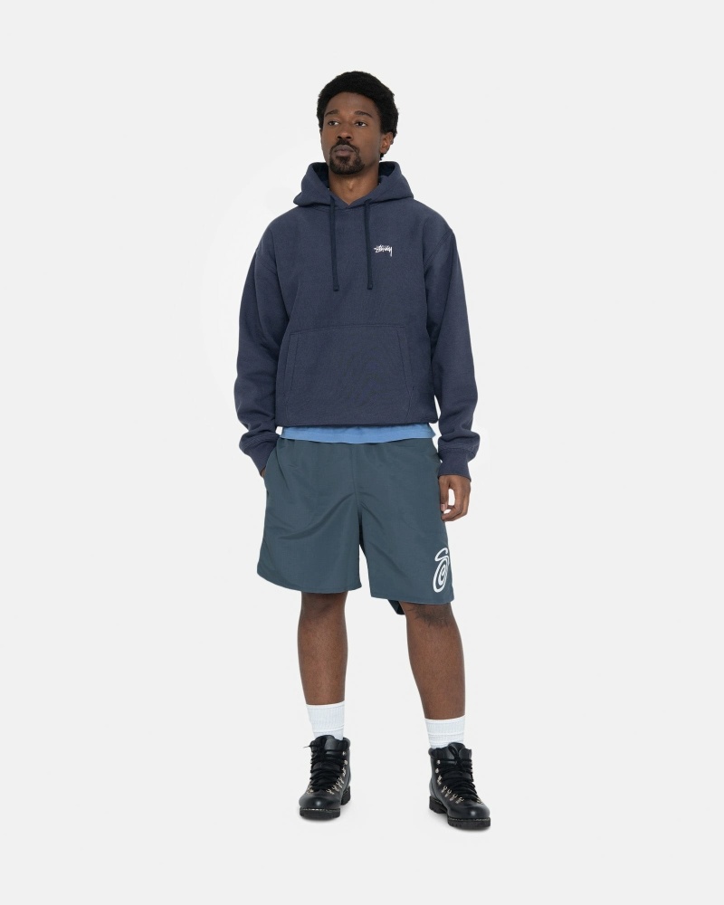 Stussy Overdyed Stock Logo Men's Hoodies Navy | IL0000049