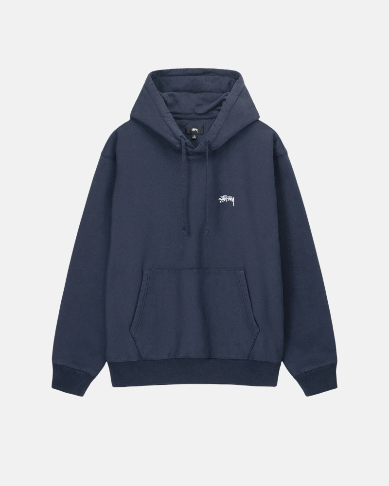 Stussy Overdyed Stock Logo Men\'s Hoodies Navy | IL0000049