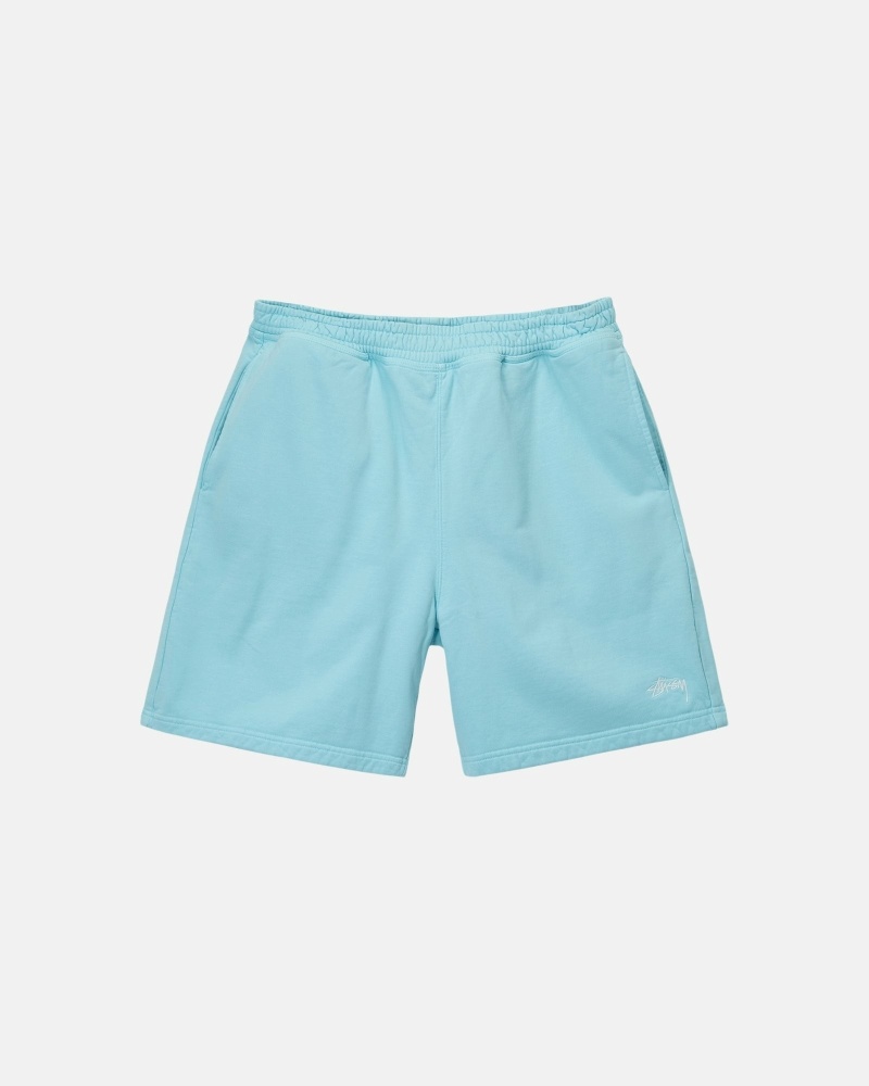 Stussy Overdyed Stock Logo Men\'s Shorts Blue | IL0000656