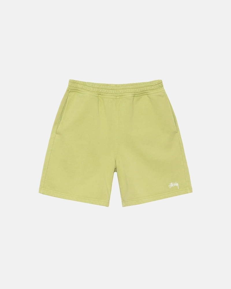 Stussy Overdyed Stock Logo Men\'s Shorts Green | IL0000657