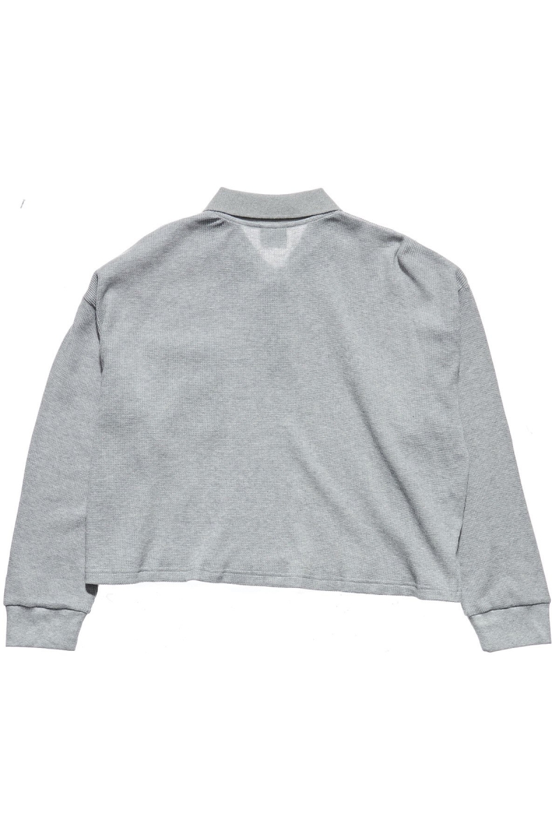 Stussy Owens Waffle Henley Women's Sweatshirts Grey | IL0000945