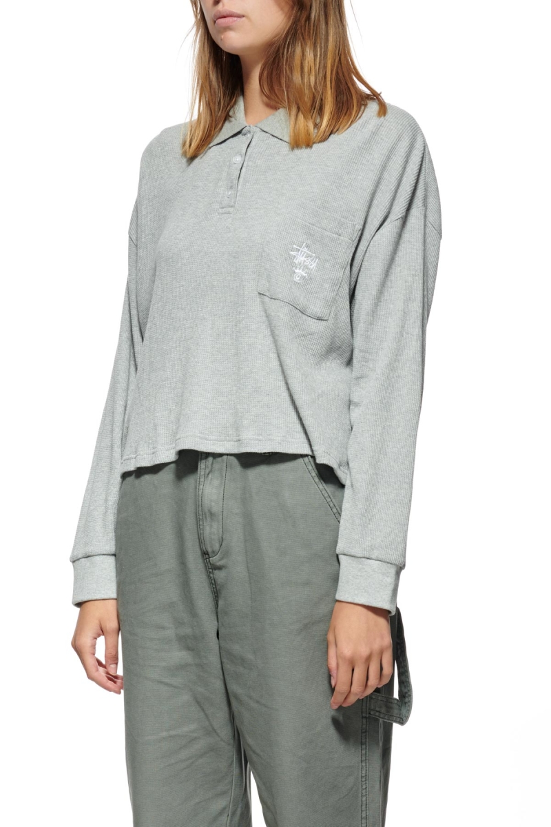 Stussy Owens Waffle Henley Women's Sweatshirts Grey | IL0000945