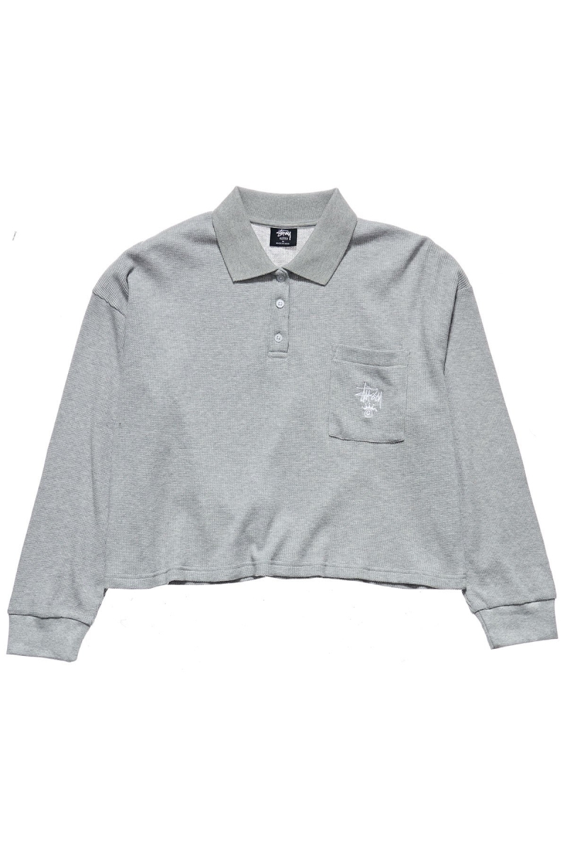 Stussy Owens Waffle Henley Women\'s Sweatshirts Grey | IL0000945