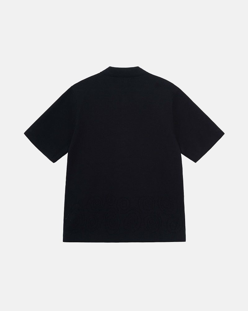 Stussy Perforated Swirl Knit Men's Shirts Black | IL0000330