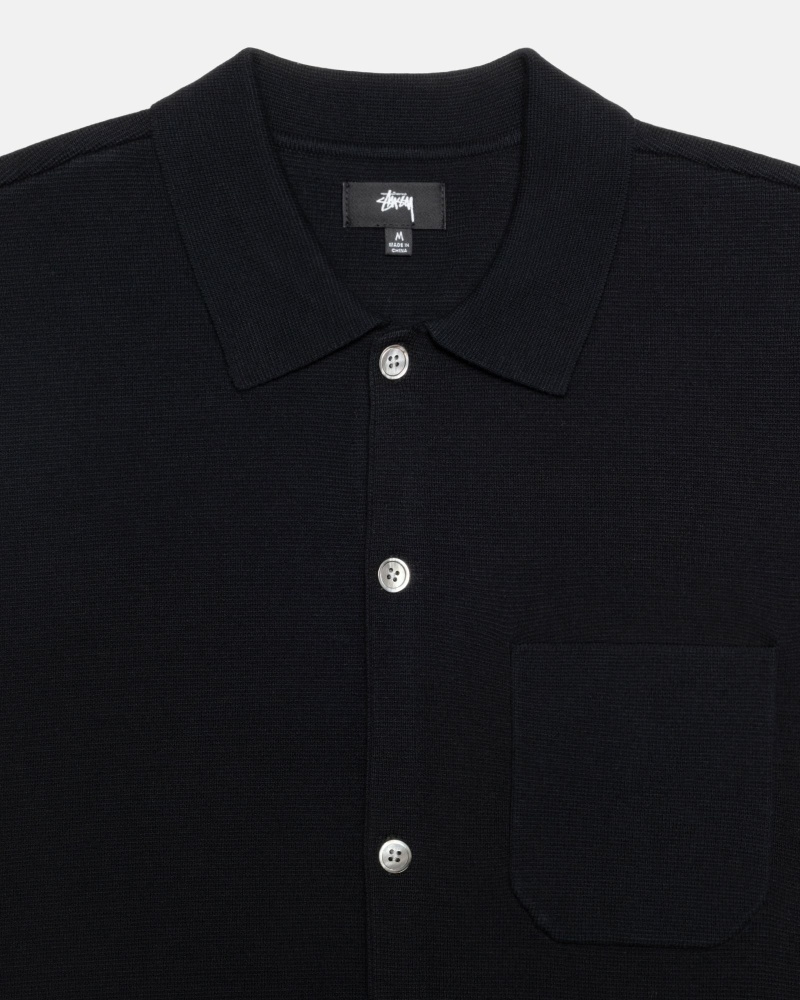 Stussy Perforated Swirl Knit Men's Shirts Black | IL0000330