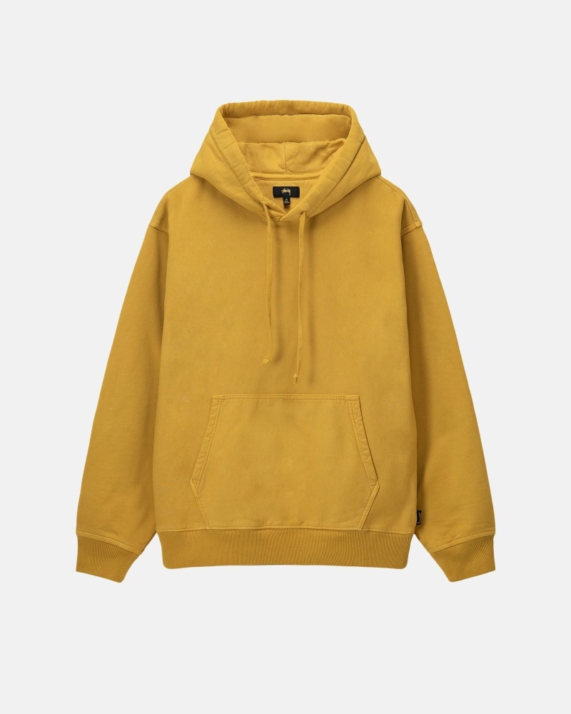 Stussy Pigment Dyed Fleece Men\'s Hoodies Gold | IL0000054