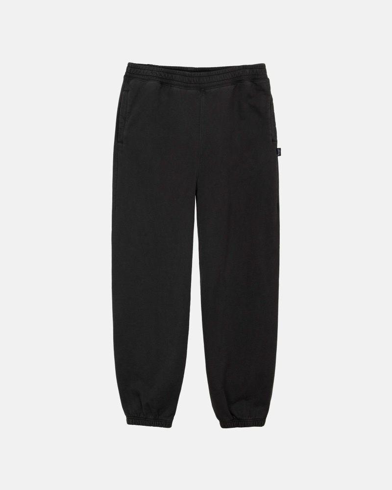 Stussy Pigment Dyed Men\'s Fleece Pants Black | IL0000567