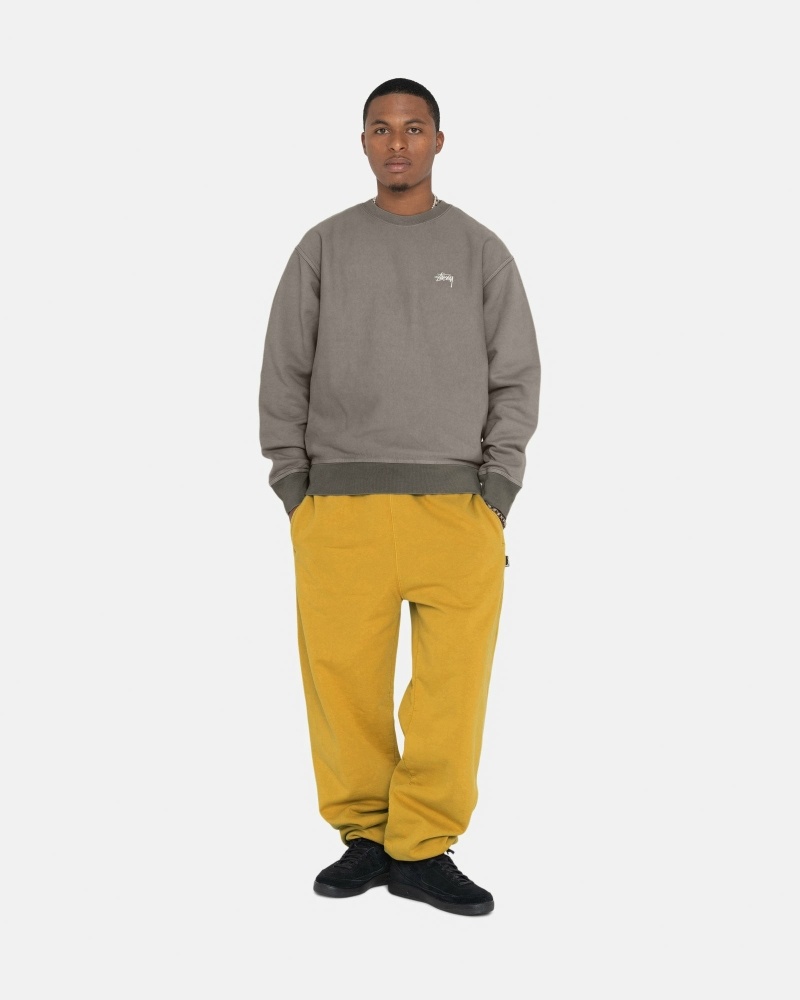 Stussy Pigment Dyed Men's Fleece Pants Gold | IL0000572