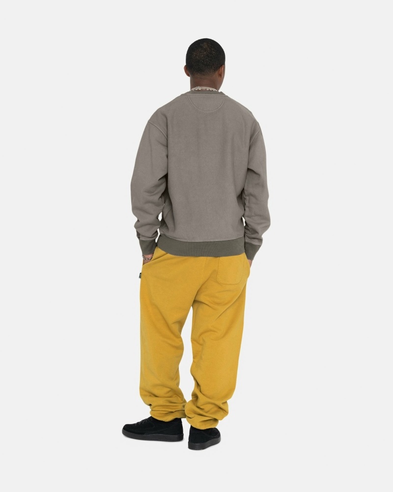 Stussy Pigment Dyed Men's Fleece Pants Gold | IL0000572