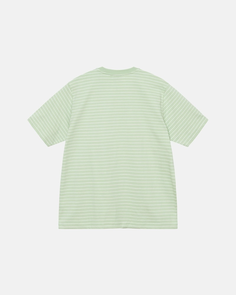 Stussy Pin Striped Ss Crew Men's T Shirts Green | IL0000254