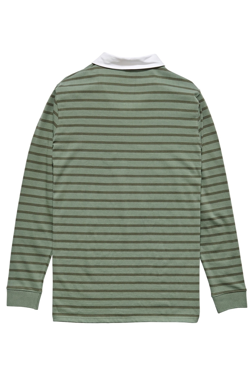 Stussy Plain Stripe LS Rugby Men's Shirts Green | IL0000331