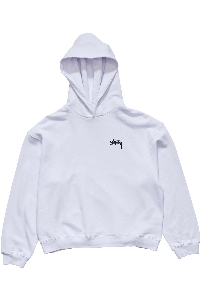 Stussy Player Fleece Hood Women\'s Sportswear White | IL0000780