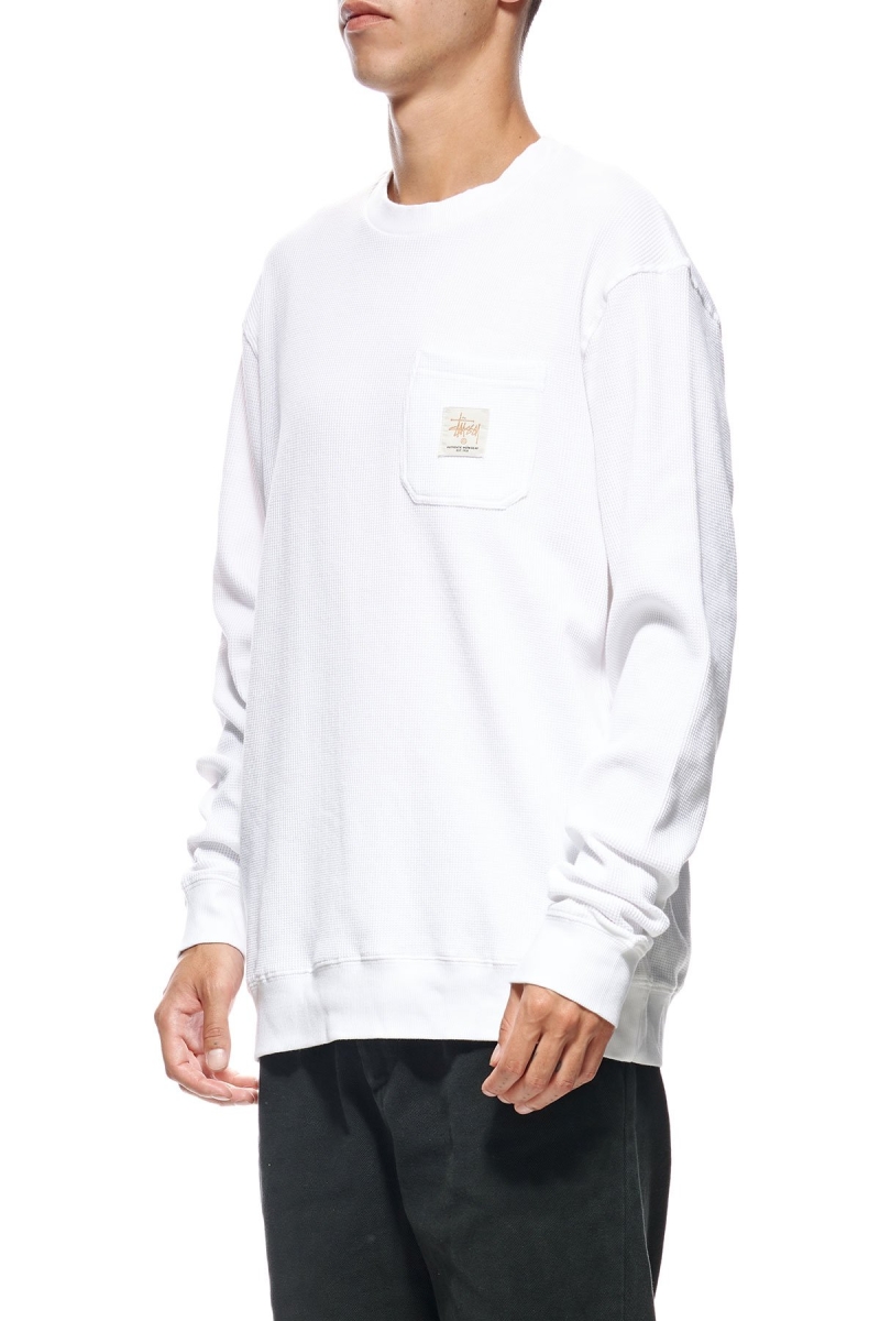 Stussy Pocket Men's Sweatshirts White | IL0000951