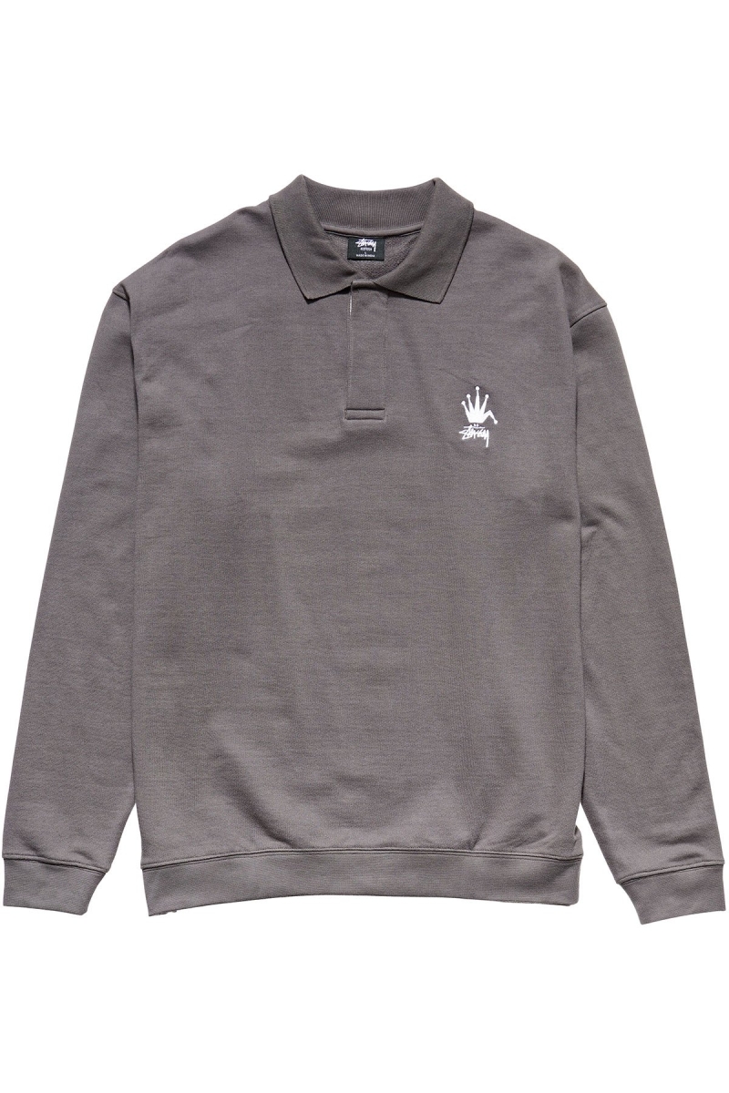 Stussy Polo Fleece Men\'s Shirts Grey | IL0000332