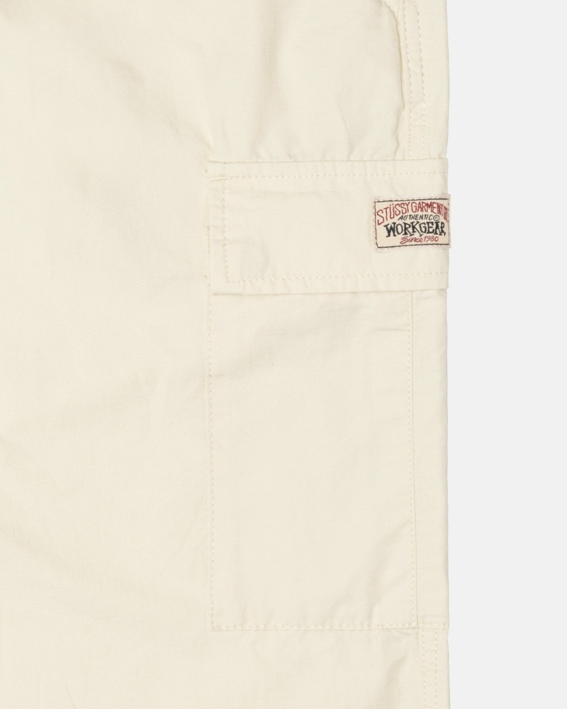 Stussy Ripstop Cargo Men's Beach Pants Cream | IL0000586