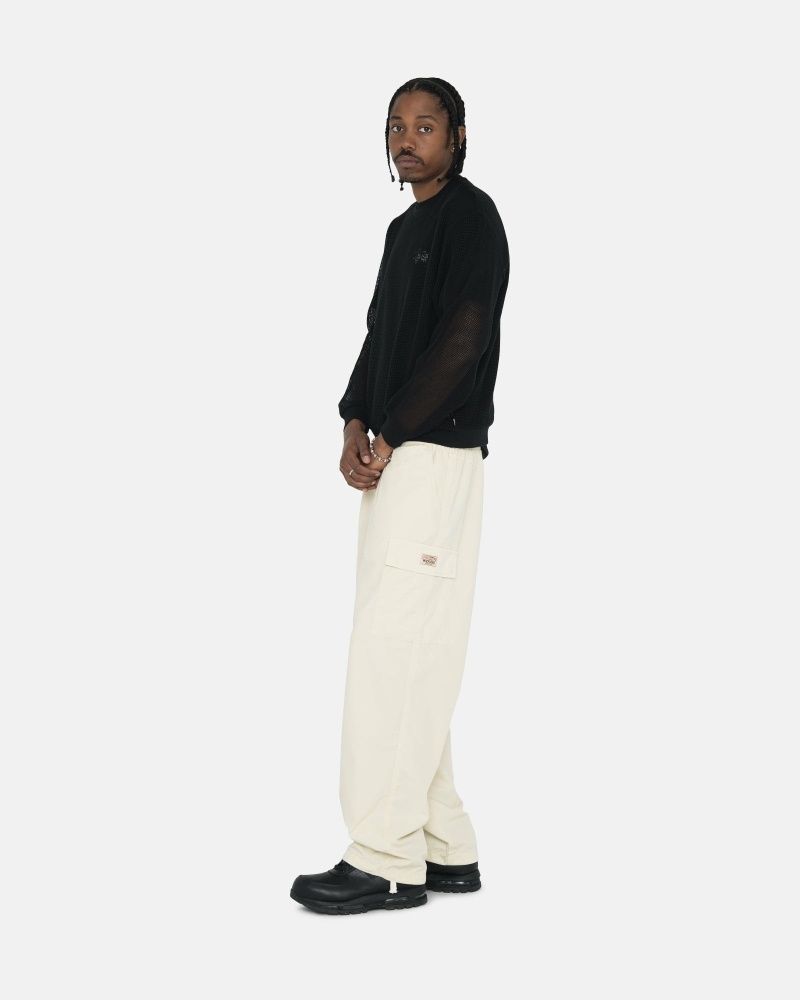 Stussy Ripstop Cargo Men's Beach Pants Cream | IL0000586