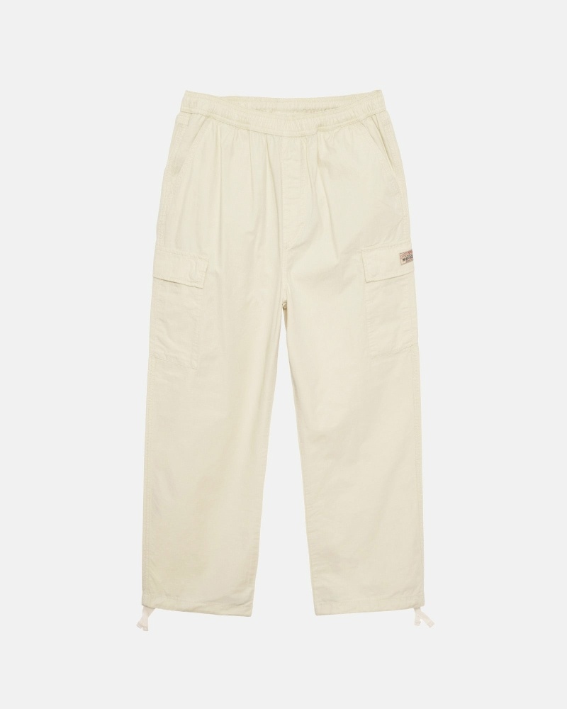 Stussy Ripstop Cargo Men\'s Beach Pants Cream | IL0000586