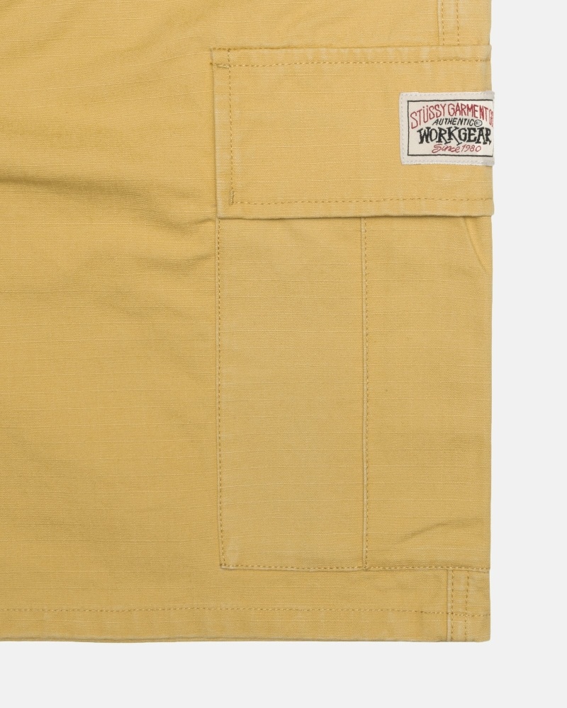 Stussy Ripstop Cargo Men's Shorts Dark Yellow | IL0000669