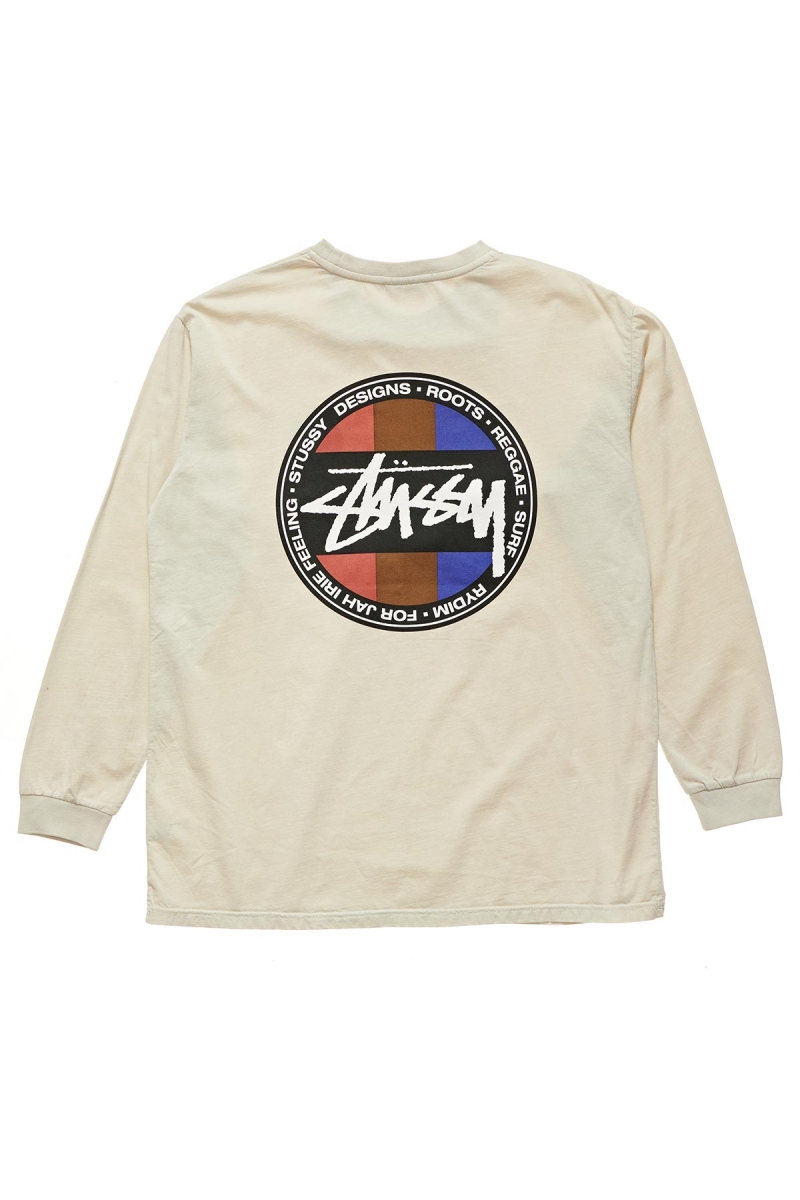 Stussy Roots Pigment LS Women's Sweatshirts White | IL0000952