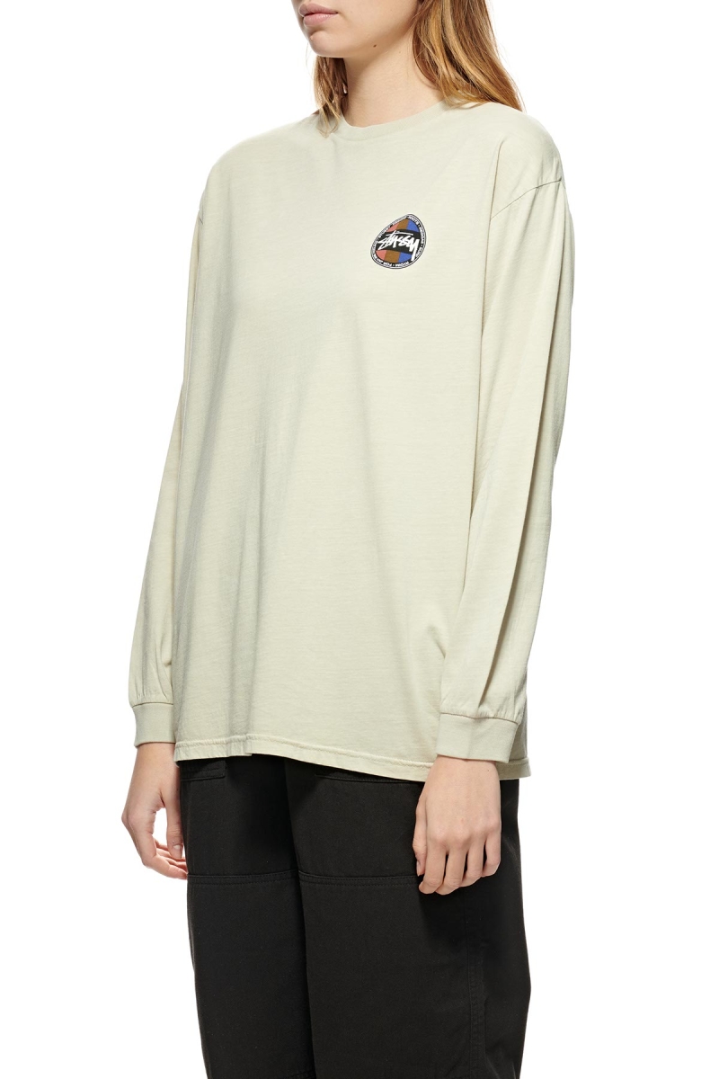 Stussy Roots Pigment LS Women's Sweatshirts White | IL0000952